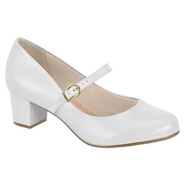 Imagem de Sapato Beira Rio Boneca Salto Alto Feminino Bico Redondo Conforto Cor:Branco;Tamanho:34;Gênero:Feminino