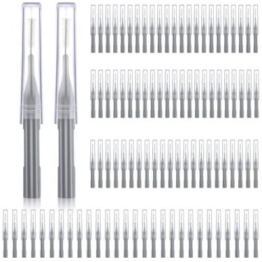 Imagem de Patelai 100 peças de escova para limpeza de escova interdental, palito de dentes, cabeça de fio dental, higiene oral, ferramenta de limpeza de dentes (cinza)