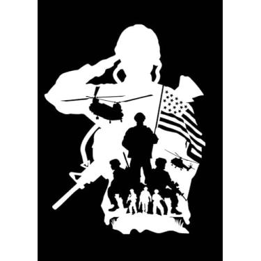 Imagem de Adesivo de vinil Soldier Silhouettes Salute NOK |Carros Caminhões Vans Paredes Laptop| Branco |18,8 x 13,5 cm|NOK1817