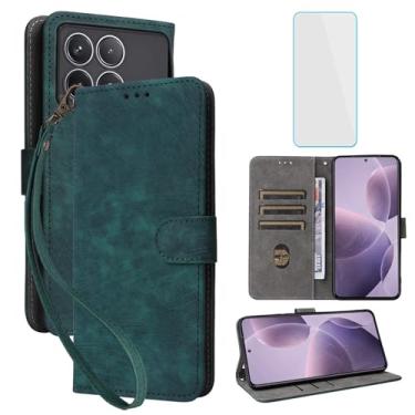 Imagem de IUQXU Capa carteira para celular Xiaomi Poco F6 Pro 5G com protetor de tela [bloqueio RFID] Capa de celular flip de couro com suporte para cartão feminino e masculino para Xiaomi Redmi K70 5G / Redmi