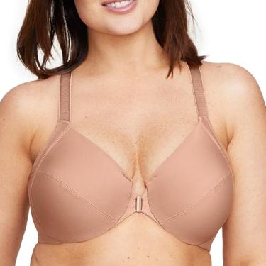 Imagem de Glamorise Sutiã feminino plus size com fecho frontal Wonderwire com aro #1247, Cappuccino, 42D