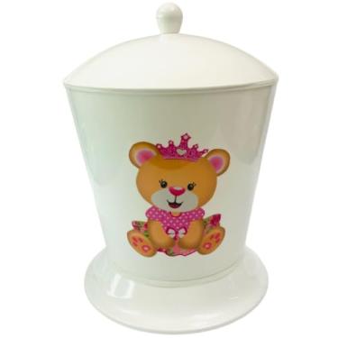 Imagem de Lixeira Infantil Branca Ursinha Princesa Menina para Quarto