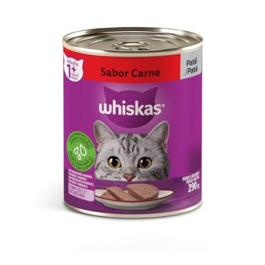 Imagem de Pack de Ração Úmida Whiskas Lata Patê de Carne para Gatos Adultos 290 g - 24 unidades