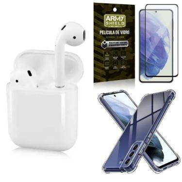 Imagem de Fone Bluetooth LY-122 Galaxy S21 FE + Capinha Anti Impacto + Película 