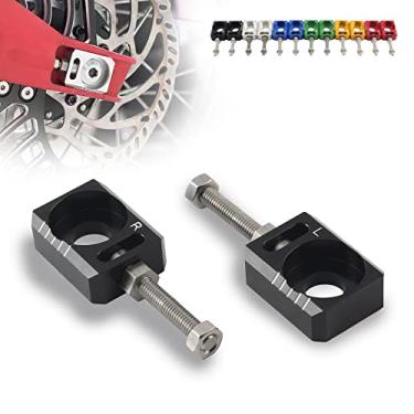 Imagem de ABCERRSI Ajustador de corrente de blocos de eixo traseiro, parafuso tensor de corrente de bicicleta suja elétrica para Sur Ron Segway X160 X260 (preto)