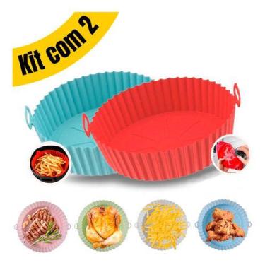 Imagem de 02 Formas Silicone Air Fryer Microondas Forno Reutilizavel  - Forma Ai