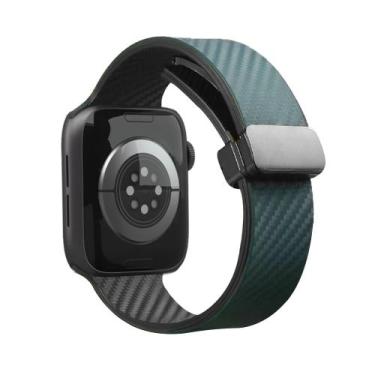 Imagem de Pulseira Borracha Fecho Magnetico Carbono Para Apple Watch - Baú do Vi