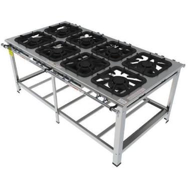 Imagem de Fogão Inox B. P Gastromaq Fgi48cd 8 Bocas Centro Duplo