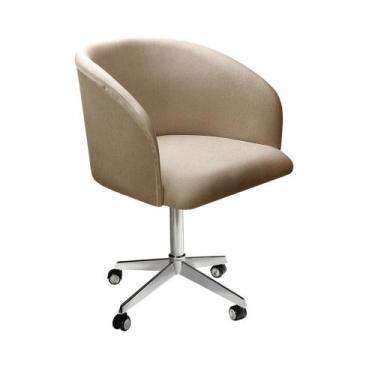 Imagem de Poltrona Decorativa Atenas Cadeira Giratória com Rodinhas Escritório  