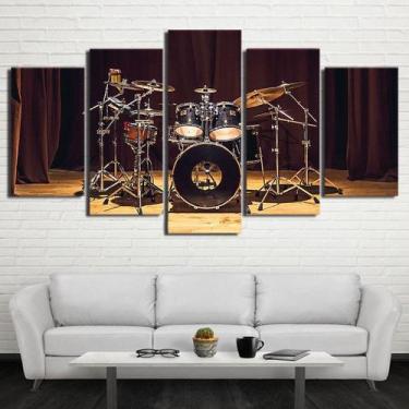 Imagem de Quadros Decorativos 5 Peças Bateria Musica Instrumentos - KYME, Quadro