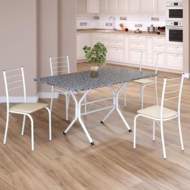 Imagem de Conjunto Sala de Jantar Mesa Retangular 120x75cm Tampo Granito Ocre 4 