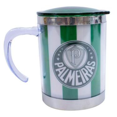 Imagem de Caneca Térmica Com Tampa 450ml Listrada- Palmeiras - Mileno