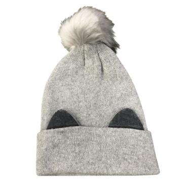 Imagem de Gorro Touca Infantil Com Orelha De Gatinho e Pompom Quentinho Inverno 