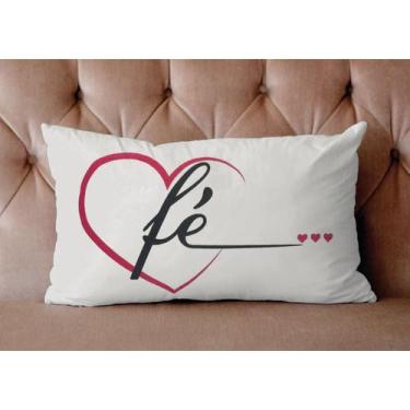 Imagem de Almofada Fé Retangular 30x50cm Coração Rosa - FASTLAR