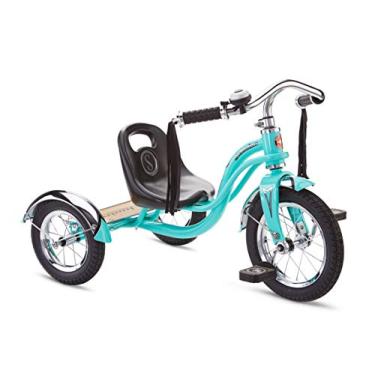 Imagem de Schwinn Roadster Tricycle with Classic Bicycle Bell and Handlebar Tassels, Featuring Retro Steel Frame and Adjustable Seat, for Children and Kids Ages 2-4 Years Old