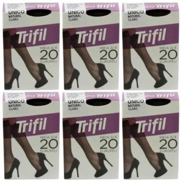 Imagem de Kit 6 Meia Fina 3/4 Europeu Fio 20 Natural Claro - Trifil