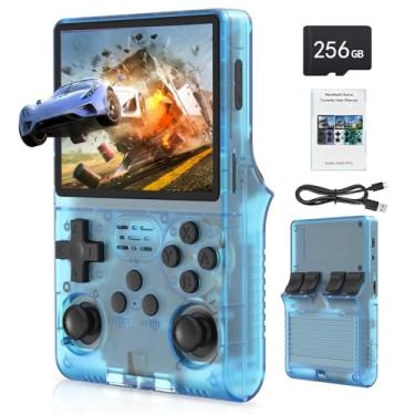 Imagem de FVBADE [30000 in 1] R40S PRO Handheld Game Console 3.5 inch IPS Screen Mini Retro Console 3800mAh Portable Pocket Arcade 12+ Mainstream Emulator 256G TF Card Transparent(Blue)