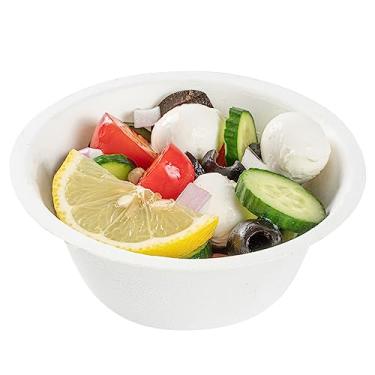 Imagem de Saladeiras de 236 ml, 100 tigelas descartáveis – tampas vendidas separadamente, tigelas de bagaço branco sustentáveis, congeláveis, para alimentos quentes e frios – Restaurantware