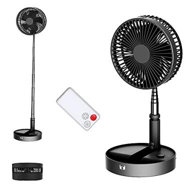 Imagem de UN UNITEDTIME Ventilador portátil, ventilador My Foldaway Travel com temporizador de controle remoto, operado por bateria ou alimentado por USB, altura ajustável, dobrável, 4 configurações de