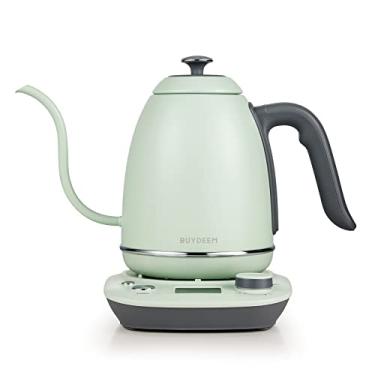 Imagem de BUYDEEM Chaleira elétrica pescoço de ganso K821 com controle de temperatura variável, chaleira de café e chá, durável de aço inoxidável 18/8, mantém aquecido e temporizador de preparo embutido, 0,8 L