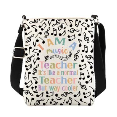 Imagem de FUSTMW Bolsa tiracolo para professores de música, presentes de agradecimento, notas musicais, bolsa transversal com alça de ombro, Bolsa corporal Music Teacher