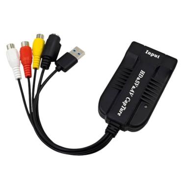 Imagem de TheJuns Placa de Captura de Vídeo USB HDMI/AV/RCA/S-Video 4K30Hz 1080p HD 30fps para Transmissão ao Vivo, Filmadora, Jogos, Videocassete, VHS - USB 2.0 - Preta - Windows 7/8/10/11, Linux, Mac OS