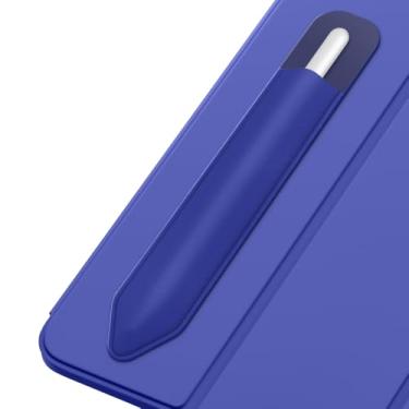 Imagem de MoKo Suporte de lápis para Apple Pencil Pro, Apple Pencil (USB-C), Apple Pencil 1ª/2ª geração, bolso elástico para lápis, capa adesiva anexada à capa de iPad para canetas Stylus, azul marinho