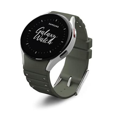 Imagem de Pulseira de silicone modificado de superfície de 20 mm, compatível com Samsung Galaxy Watch 4 de 40 mm e 44 mm/Watch 4 Classic de 42 mm e 46 mm, pulseira esportiva ecológica (verde militar)