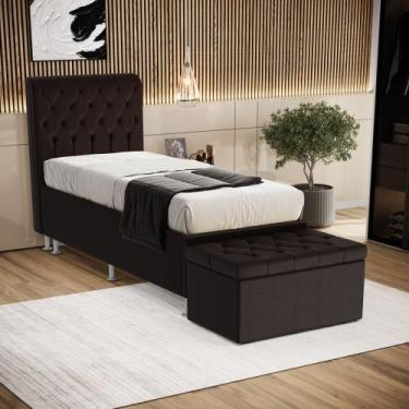 Imagem de Kit Cabeceira Bellatrix 90 e Calçadeira Sagitarius Couro Aradecor, Mar