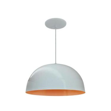 Imagem de Luminária Pendente Meia Lua 24cm Com Interior Laranja Fiação 110/220v 