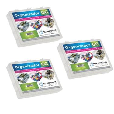 Imagem de Kit 3 Box Organizador Gg C/ Tampa - 37x27x6cm 20 Divisórias - Paramoun