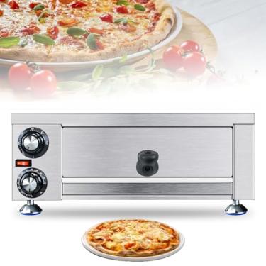 Imagem de Máquina de pizza de bancada de aço inoxidável de deck único, forno elétrico de pizza de 30 cm com alça/bandeja de migalhas/temperatura ajustável 0-300 °C, 1100 W, torradeira com gaveta para