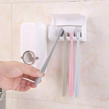 Imagem de Dispenser Creme Dental Suporte Escova Pasta Dente Automático - oem