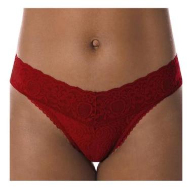 Imagem de Calcinha Fio Dental Xamego Demillus em Renda Elástica, Carmim, 06, B
