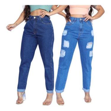 Imagem de Kit 2 Calça Feminina Jeans Semi Baggy Sem Elastano Blogueira - NtD Mod