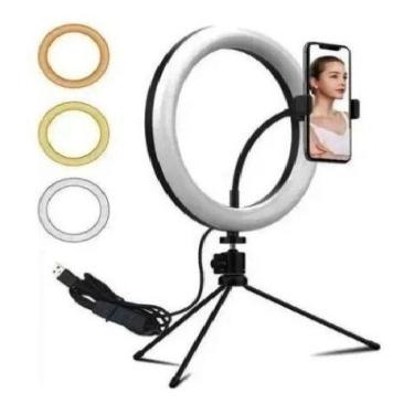 Imagem de Ring Light Mesa Suporte Led 20cm Tripe Usb Ate 6000k 8p - Não Informad