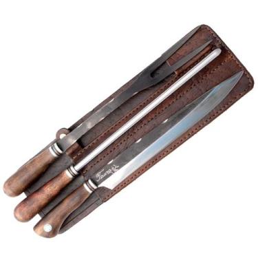 Imagem de Kit Churrasco Gaúcho 12"  Pino Mosaico Brut Forge   3 Peças - Taura