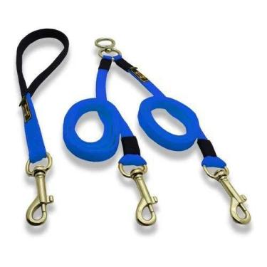 Imagem de Guias Coleiras Guia Para Caes Guia Cães Guia Dupla Guia Pet (Azul) - A