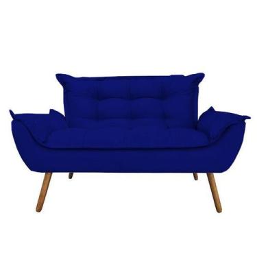 Imagem de Namoradeira Decorativa Opala Sala de Estar Tecido Veludo Azul marinho 