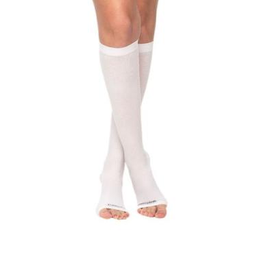 Imagem de Meia Compressiva Panturrilha Antitrombo 3/4 Step Comfort, G, Branco