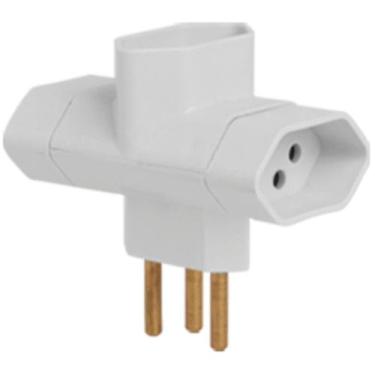 Imagem de Pino Multiplicador de Tomada Ilumi Tipo T 3 Saídas 10A 3 Pinos Benjami