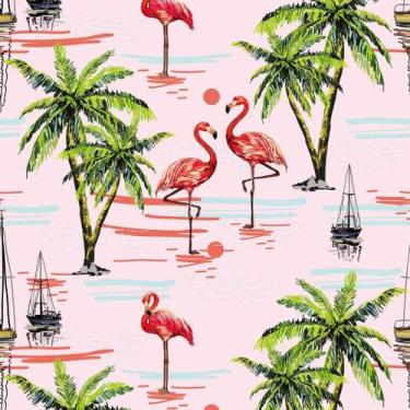 Imagem de Papel De Parede Temático Tropical Flamingo - 1,50x0,50m - DEKAL DECOR