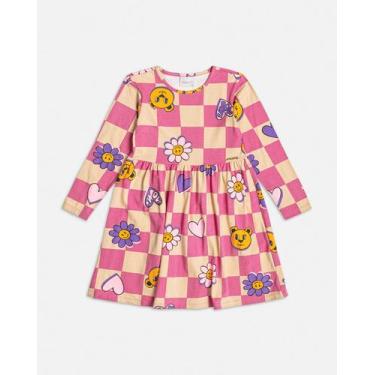Imagem de Vestido Infantil Grid de Ursinhos Xadrez Rosa Momi, 12