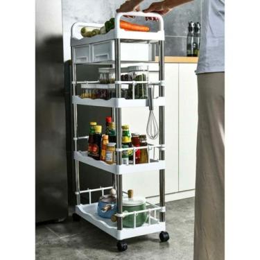 Imagem de Prateleira Multiuso 4 Andares com 2 Gavetas Branca - Globalmix