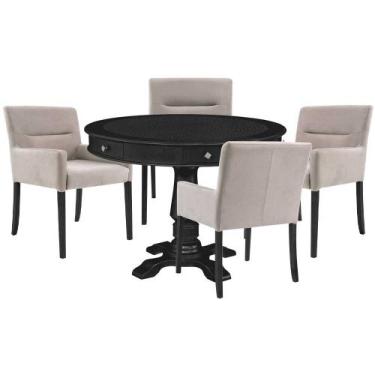 Imagem de Mesa de Jogos Carteado Redonda Victoria Tampo Reversível Preto com Kit