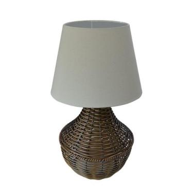 Imagem de Abajur para Sala ou Quarto - Base em Junco Avelã e Cúpula de Algodão B