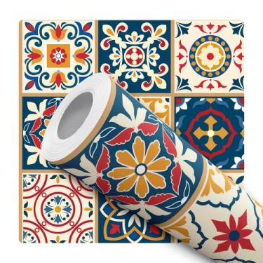 Imagem de Papel De Parede Adesivo Lavável Cozinha Azulejos Português 12m - DELIQ