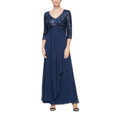 Imagem de Alex Evenings Vestido feminino longo de renda com cintura império, Azul marinho Plus, 52