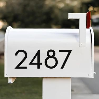 Imagem de Números modernos para caixa de correio externa, números autoadesivos pretos para caixa de correio (10 x 2 conjuntos, 5 cm x 1 conjunto), números de casa, decalque premium cortado e pré-espaçado para