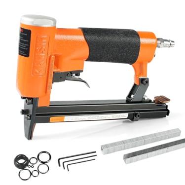 Imagem de Grampeador de estofamento pneumático industrial calibre 21 KN8016 coroa de 1/5.1 cm para grampos de 1/10.2 cm a 5/20.3 cm, pistola de grampear para construção de estofados pneumáticos para renovação